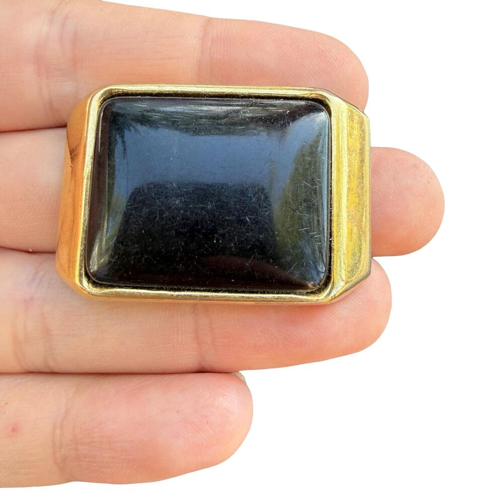 Vintage Jewelry Modernist Black and Gold Tone Brooch Modern Napier Pin